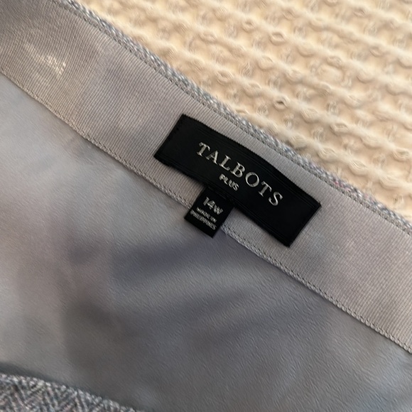 Talbots plus grey wool blend tweed skirt scallop button detail fully lined 14 W - Picture 4 of 4